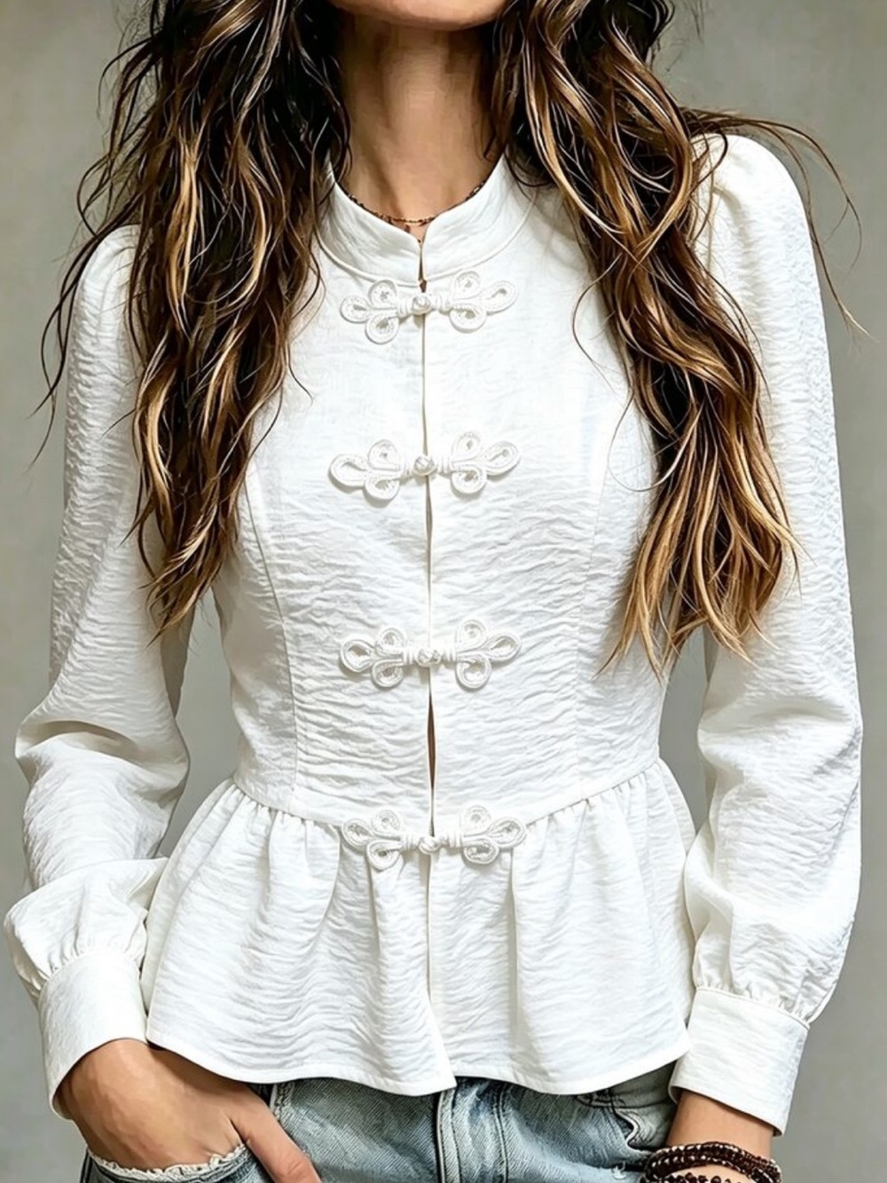 Franclia Autumn/Winter New Chinese Style Stand Collar Frog Button Linen